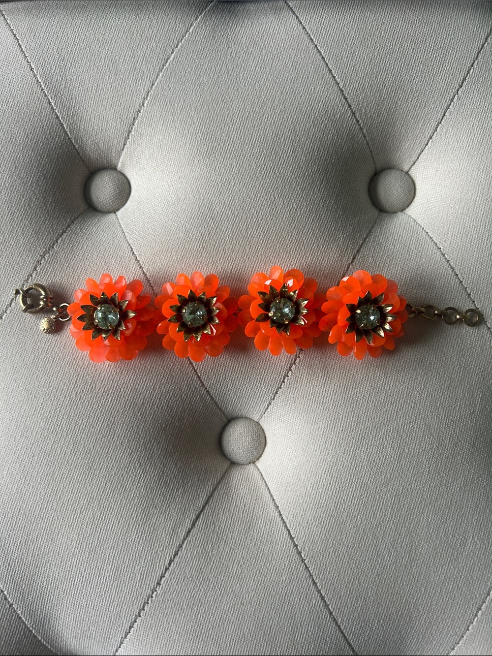 JCrew Bright Orange Floral Statement Bracelet - Women Jewelry